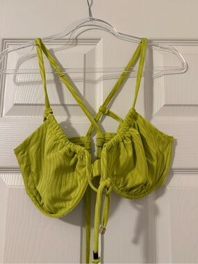 Target Lime Green Ribbed Tie-Front Bralette Top